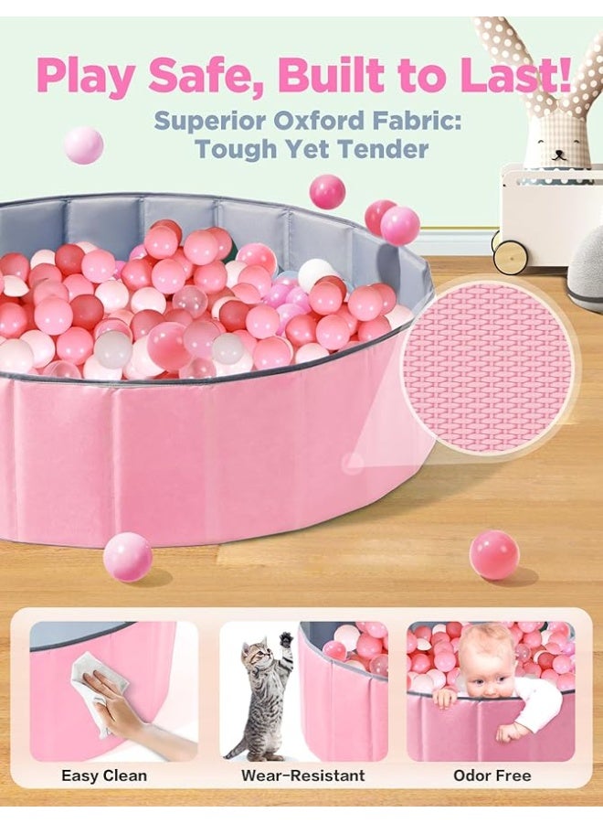 Reelyo 100CM Diameter Foldable Children's Toy Sand Pool, Thickened Waterproof Kids Ball Pit Home Folding Fence Indoor Play Sand Digging Tool Play Ball Pool Double Layer Oxford Cloth With Storage Bag Playpen For Baby Toddlers Baby Ball Pool, Folding Portable Ball Pool, Double Oxford Cloth, Children's Outdoor Indoor Play Pool Suitable For Children's Play, Toy Storage, Pet Play, And Entertaining Guests During Ramadan, Pink (Balls Not Included) - Image 3